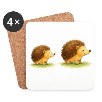 Hérissons mignons pour les vêtements des enfants - Dessous de verre (lot de 4) - blanc - Devant
