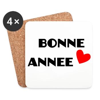 BONNE ANNEE. SAINT SYLVESTRE. NOUVELLE ANNÉE - Dessous de verre (lot de 4) - blanc - Devant