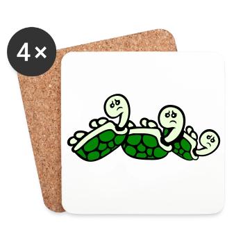 3 Schildkröten Rücken umgekippt liegend traurig - Untersetzer (4er-Set) - Weiß - Vorne