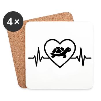 Turtle Heart - Coasters (set of 4) - white - Front