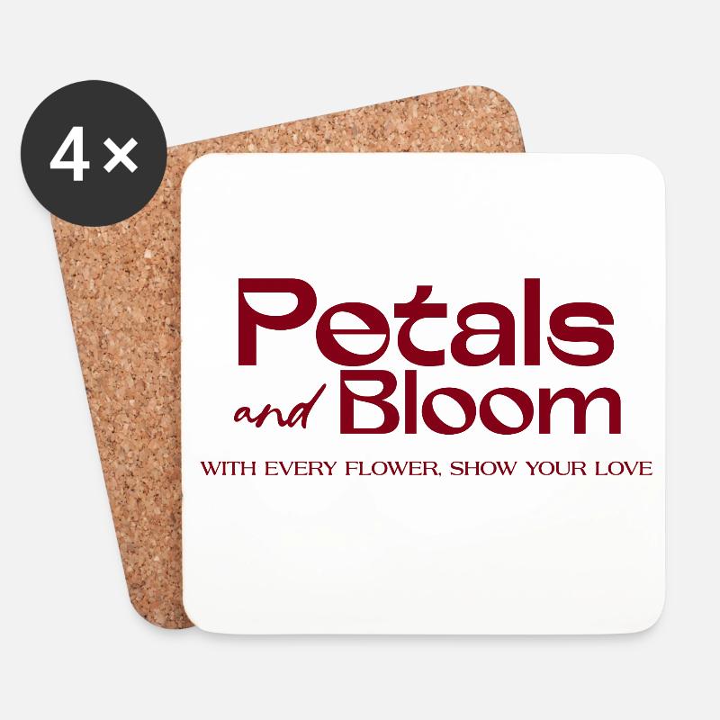 Petals and Bloom Florales Logo - Untersetzer (4er-Set) - Weiß
