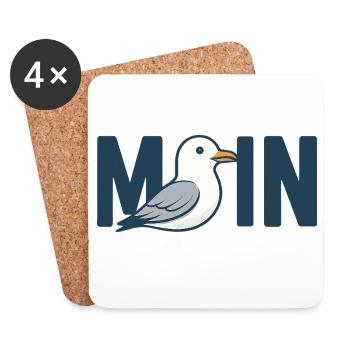 Moin Beach oiseau illustration mer mer du Nord mer Baltique - Dessous de verre (lot de 4) - blanc - Devant