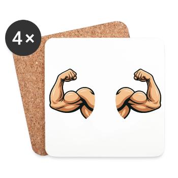 Double Sleeve Muscle Design - Coasters (set of 4) - white - Front