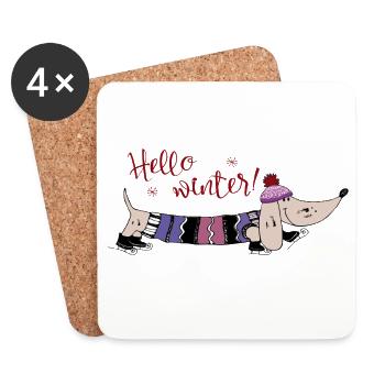 hello winter - Coasters (set of 4) - white - Front