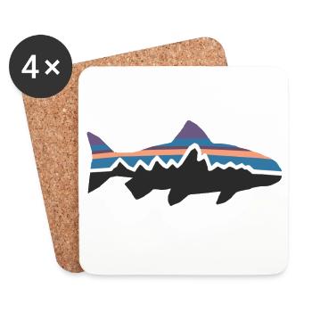 Berg Hai Fisch Silhouette Surfer Wandern Abenteuer - Untersetzer (4er-Set) - Weiß - Vorne