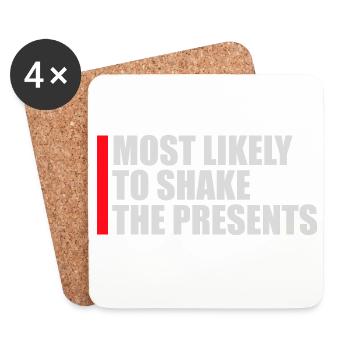 Le plus susceptible de secouer les cadeaux Noël Fun - Dessous de verre (lot de 4) - blanc - Devant