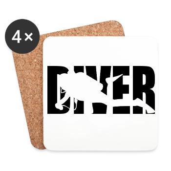 Classic Diver Design – Depth & Adventure - Coasters (set of 4) - white - Front