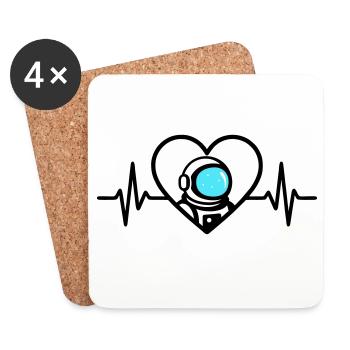 Casque Cosmos de voyage dans l’espace Astronaute Heart - Dessous de verre (lot de 4) - blanc - Devant