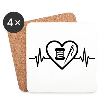 Coeur + Couture – Passion Couture - Dessous de verre (lot de 4) - blanc - Devant