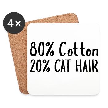 80 percent cotton, 20 percent cat hair - Coasters (set of 4) - white - Front