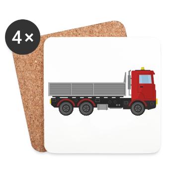 Camion de livraison de marchandises - Dessous de verre (lot de 4) - blanc - Devant