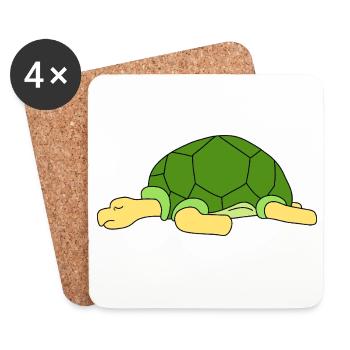 Süße, faule Schildkröte schläft lustiger Reptilienbesitzer - Untersetzer (4er-Set) - Weiß - Vorne