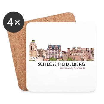 Heidelberg Castle Hand Drawing - Coasters (set of 4) - white - Front