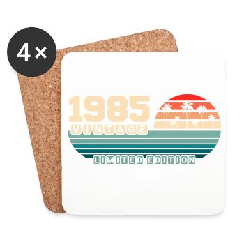 40e anniversaire 1985 Vintage 1985 Retro Sunset - Dessous de verre (lot de 4) - blanc - Devant