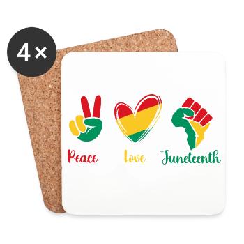 Peace Love Juneteenth – Black Pride Wurzeln - Untersetzer (4er-Set) - Weiß - Vorne