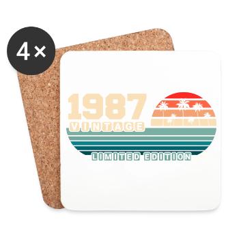 38. Geburtstag 1987 Vintage 1987 Retro Sunset - Untersetzer (4er-Set) - Weiß - Vorne