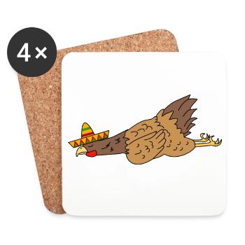 Funny Chicken Sombrero Tired Cinco De Mayo Fiesta  - Coasters (set of 4) - white - Front