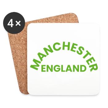 Logo circulaire de Manchester, Angleterre, - Dessous de verre (lot de 4) - blanc - Devant