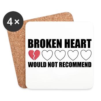 Broken Heart ne recommanderait pas Anti Valentine - Dessous de verre (lot de 4) - blanc - Devant
