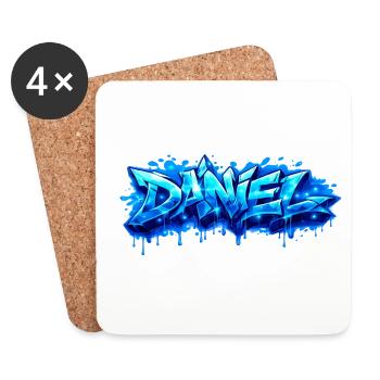 Graffiti DANIEL Name Gift Ideal Printable - Coasters (set of 4) - white - Front