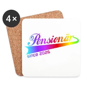 Pensionär 2026 Renten Hoodie, Tasse, Shirt - Untersetzer (4er-Set) - Weiß - Vorne
