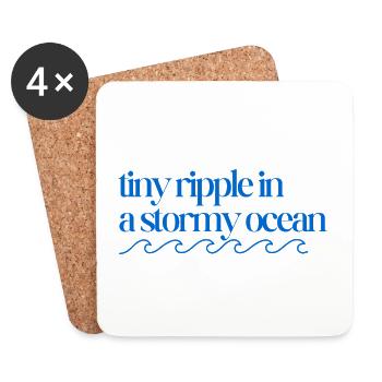Tiny ripple in a stormy ocean with waves - Coasters (set of 4) - white - Front