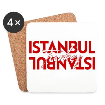 Art typographique en miroir moderne d’Istanbul Turquie - Dessous de verre (lot de 4) - blanc - Devant