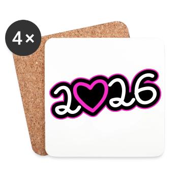 2026 Heart - Coasters (set of 4) - white - Front