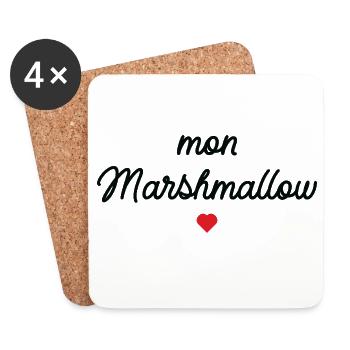Mein Rotes Herz-Marshmallow - Untersetzer (4er-Set) - Weiß - Vorne