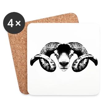 Aries / Portrait / Head - Coasters (set of 4) - white - Front