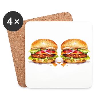 Zwei Burger - Untersetzer (4er-Set) - Weiß - Vorne