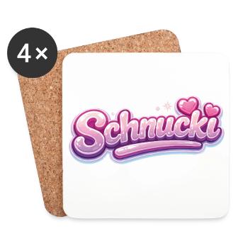 Schnucki Pink Bubble Schrift - Untersetzer (4er-Set) - Weiß - Vorne