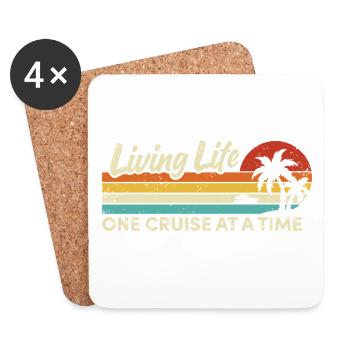 Cruise Ship Summer Vacation Trip - Coasters (set of 4) - white - Front
