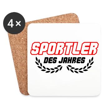 Sportsman lettering in red outline - Coasters (set of 4) - white - Front