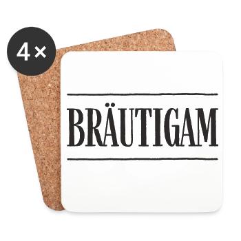 Bräutigam – Hochzeit & Junggesellenabschied - Untersetzer (4er-Set) - Weiß - Vorne
