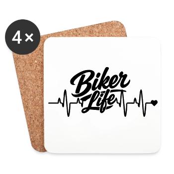 Biker heart rate - Coasters (set of 4) - white - Front