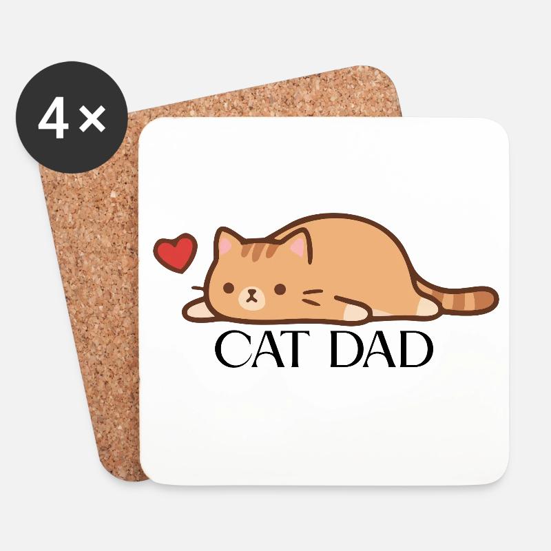 CAT_DAD - Untersetzer (4er-Set) - Weiß