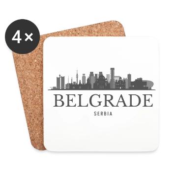 Belgrade, Serbie, silhouette de Belgrade - Dessous de verre (lot de 4) - blanc - Devant