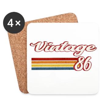 Vintage 86 Retro Geburtstag - Untersetzer (4er-Set) - Weiß - Vorne