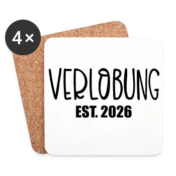 Hochzeit Verlobung 2026 - Untersetzer (4er-Set) - Weiß - Vorne