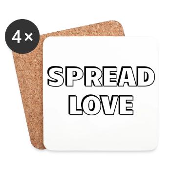 Diffuser l’amour Gros Noir Blanc Typographie - Dessous de verre (lot de 4) - blanc - Devant