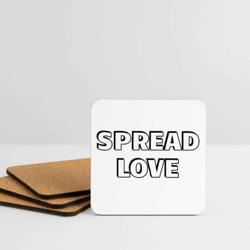 Diffuser l’amour Gros Noir Blanc Typographie Dessous de verre (lot de 4)