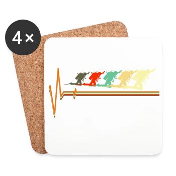 Plongée rétro Heartbeat Pulse Vintage Diver - Dessous de verre (lot de 4) - blanc - Devant