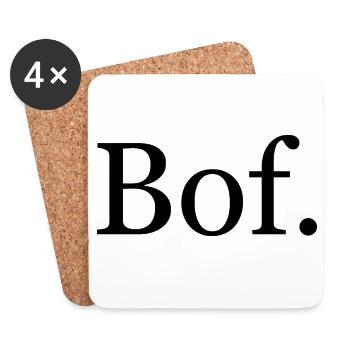 "Bof." T-shirt – minimalist French humor - Coasters (set of 4) - white - Front