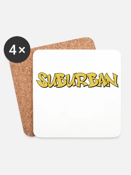 Suburban Dad, Yellow Graffiti Art - Untersetzer (4er-Set) - Weiß