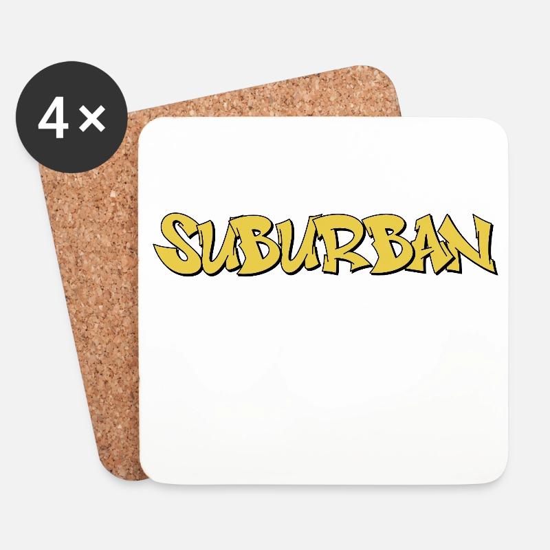 Suburban Dad, Yellow Graffiti Art - Untersetzer (4er-Set) - Weiß