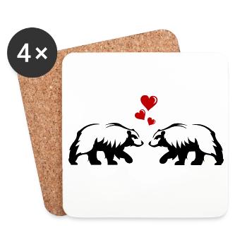 Bear Love - Dessous de verre (lot de 4) - blanc - Devant