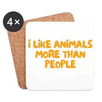 J’aime plus les animaux que les humains - Dessous de verre (lot de 4) - blanc - Devant