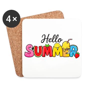 Hello Summer Obstbuchstaben - Untersetzer (4er-Set) - Weiß - Vorne