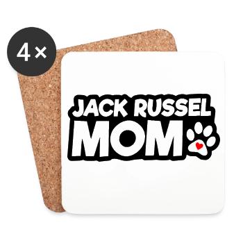 Maman Jack Russel avec accent patte et cœur rouge - Dessous de verre (lot de 4) - blanc - Devant
